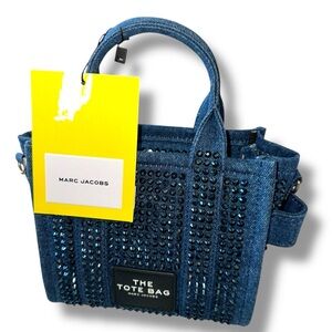 Marc Jacobs The Crystal Denim Blue Small Tote Bag NWT MINI 2 Crossbody Dustbag